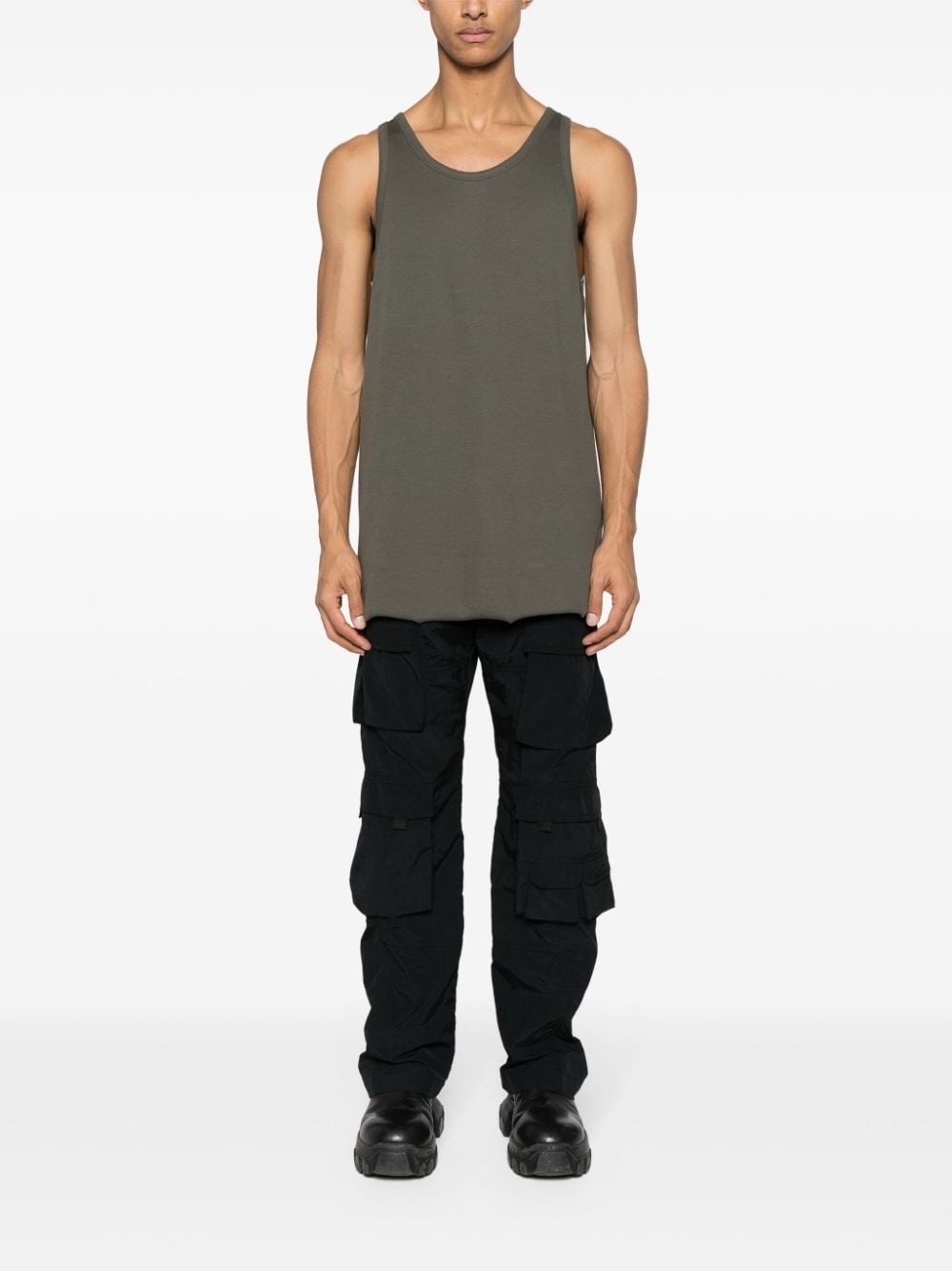 asymmetric-panels cotton tank top - 2
