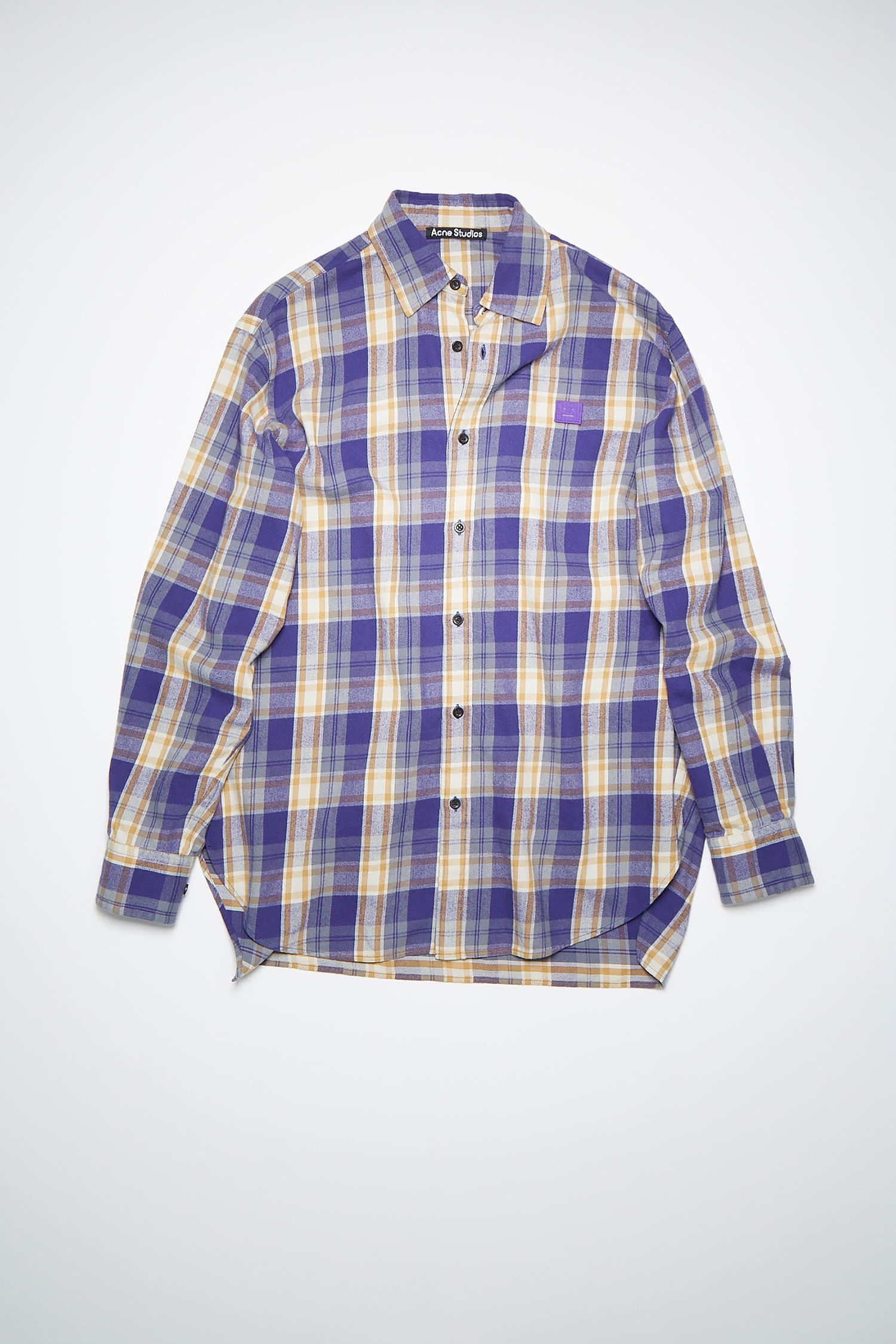 Flannel shirt - Purple/mustard yellow - 1