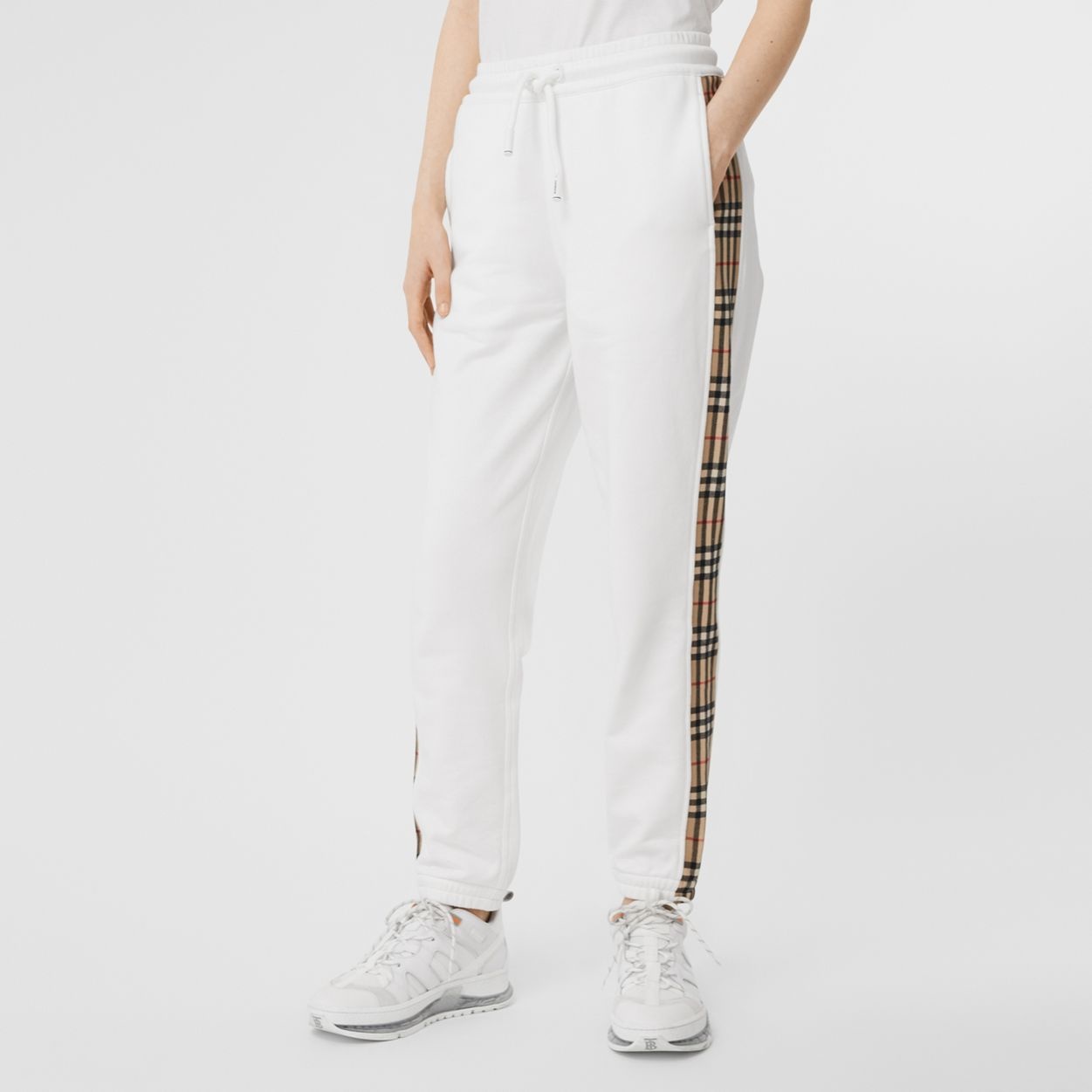 Vintage Check Detail Cotton Jogging Pants - 5