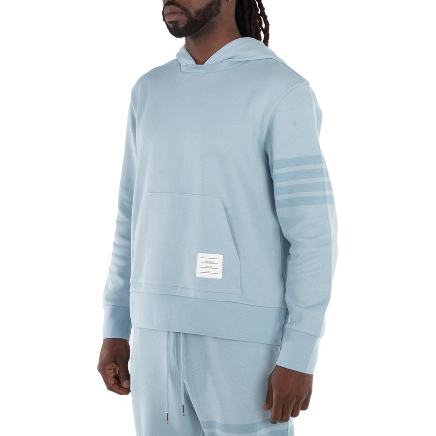 Thom Browne 4 Bar Double Face Knit Hoodie Light Blue - 2