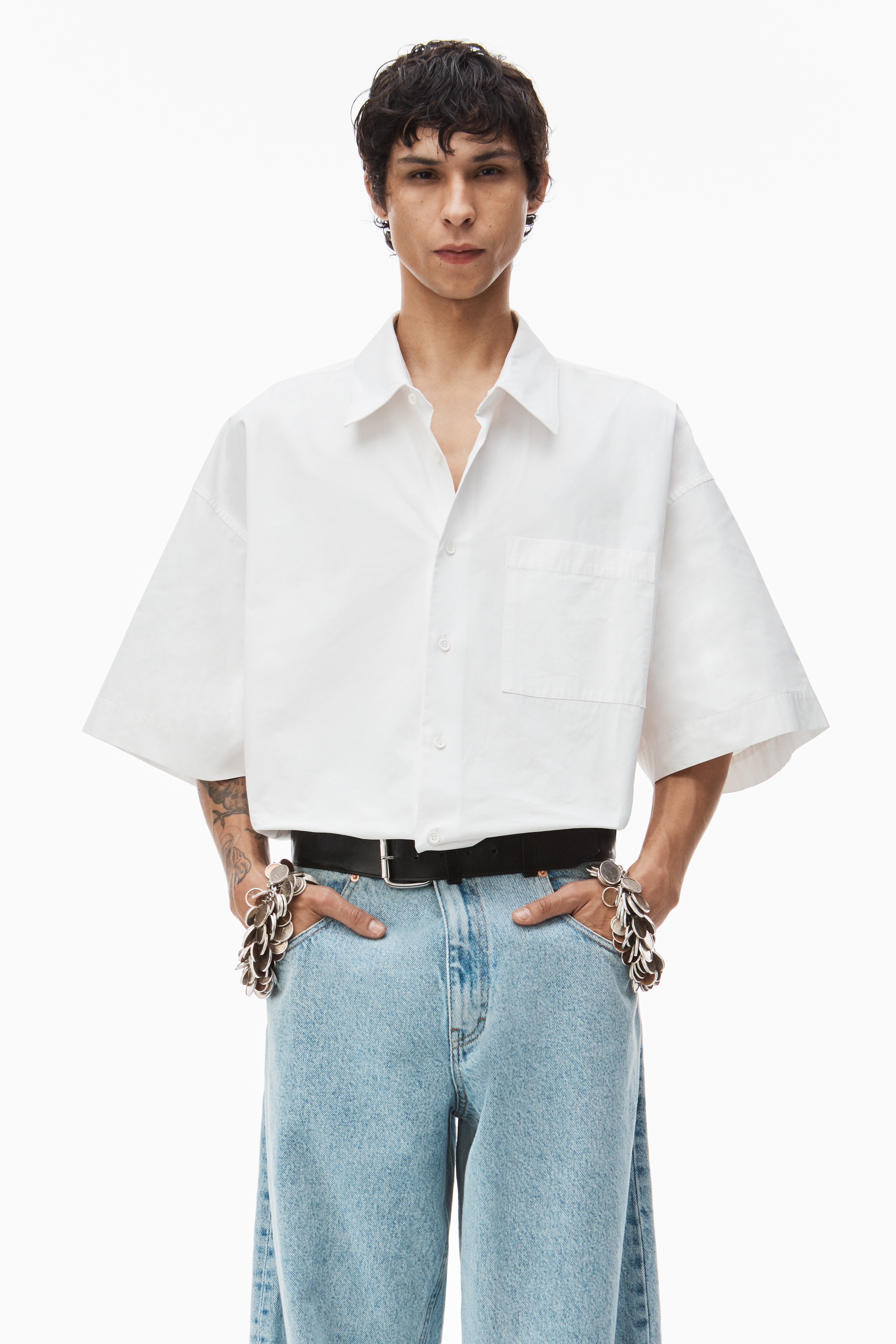 short sleeve shirt in technical cotton - 2