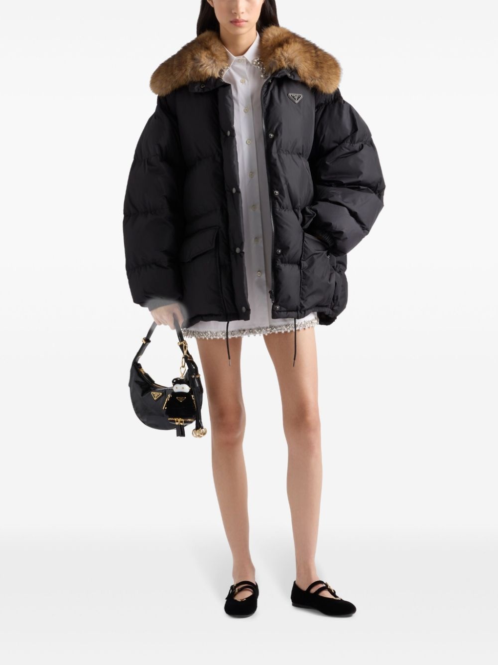 enamel triangle-logo padded jacket - 2