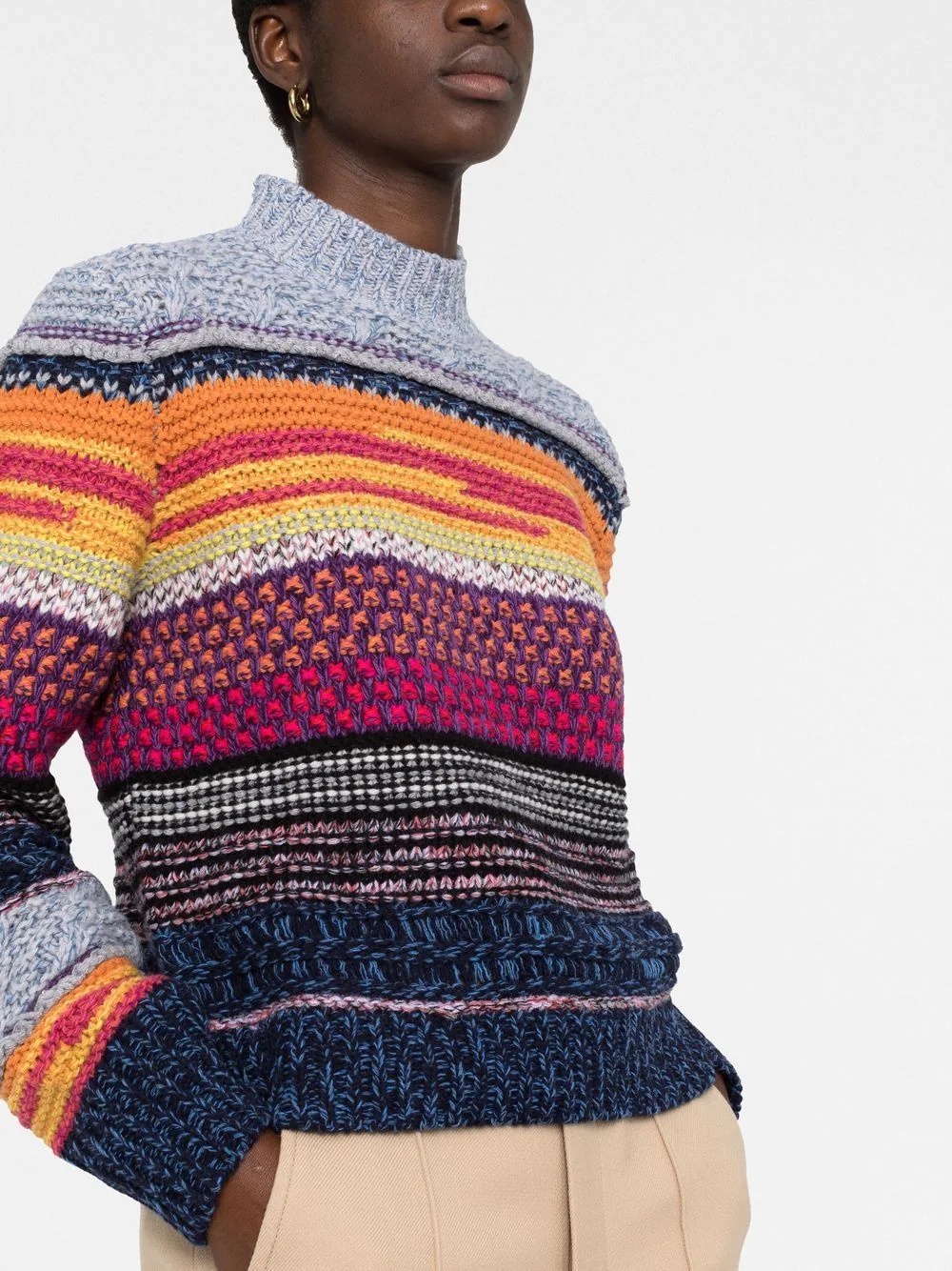 striped mock neck jumper - 3