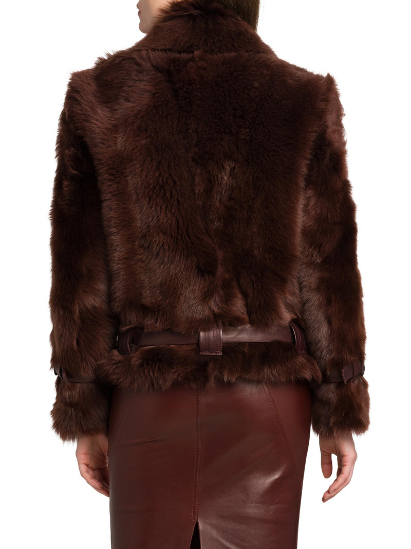 Women's Velour Shearling Zip Jacket - Wood 5