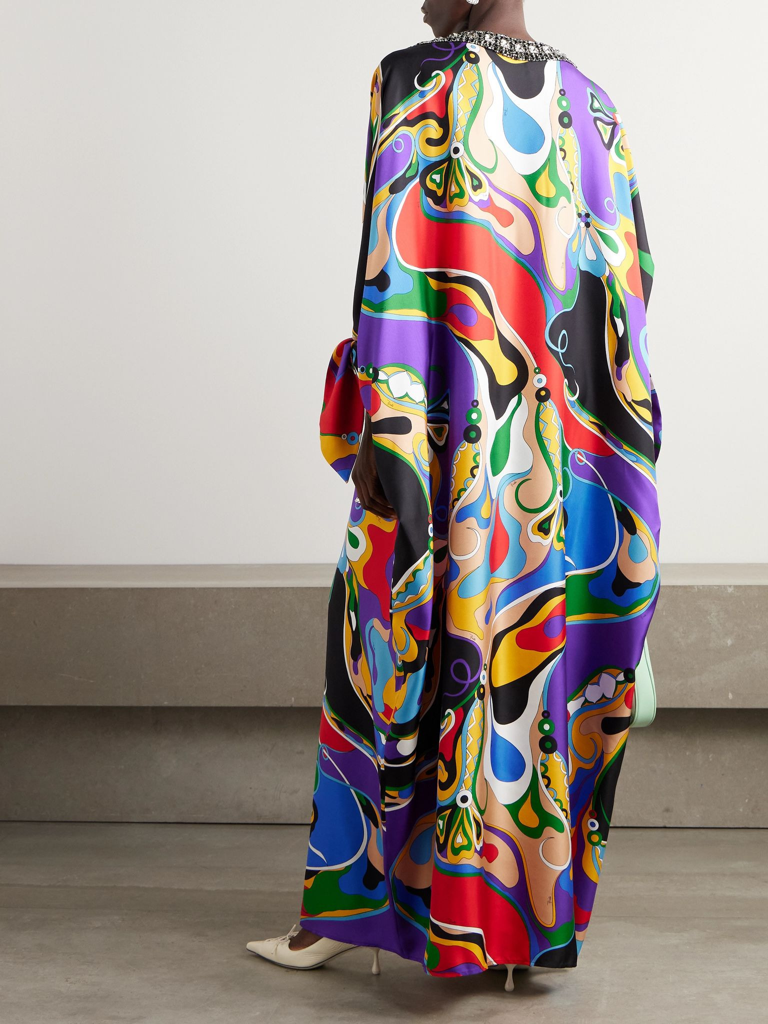 Embellished silk-twill maxi dress Multi - 3