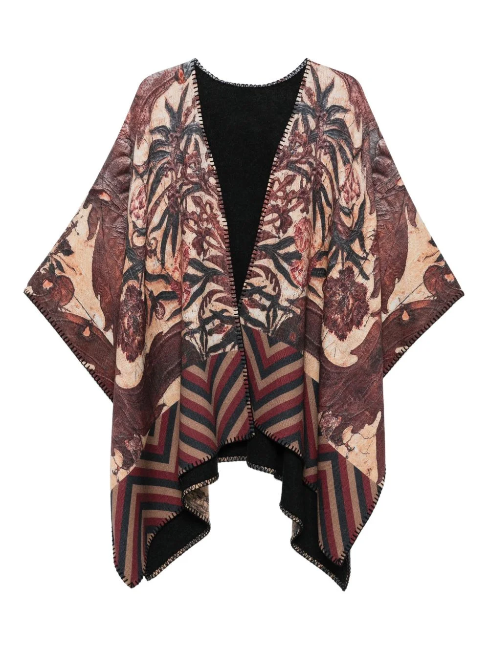 printed wool poncho - 1