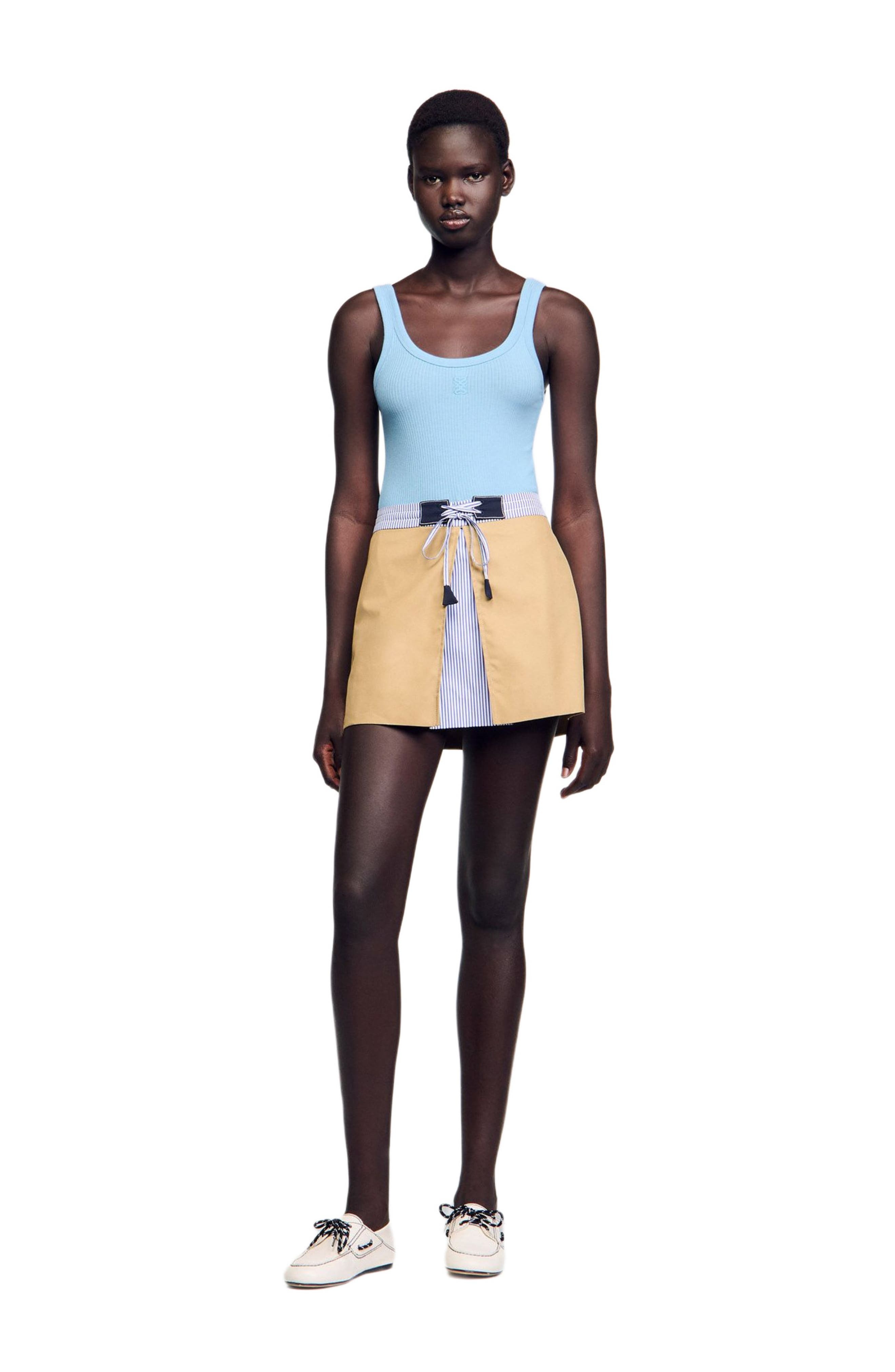 SANDRO Short dual-material skirt in Beige at Nordstrom - 1