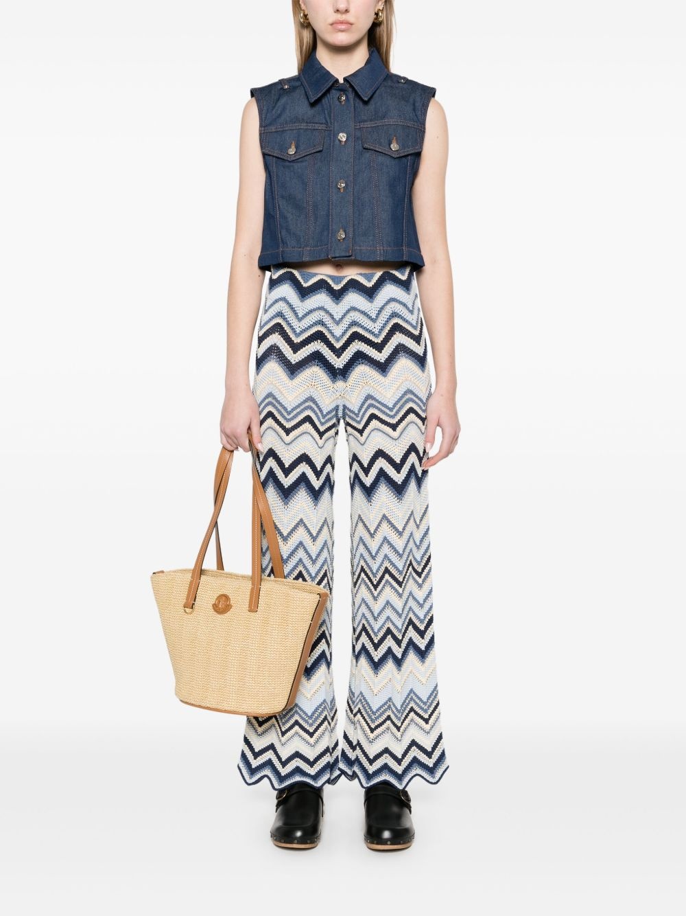denim cropped gilet - 2