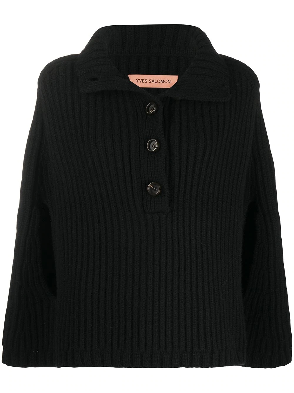 funnel-neck ribbed cape - 1