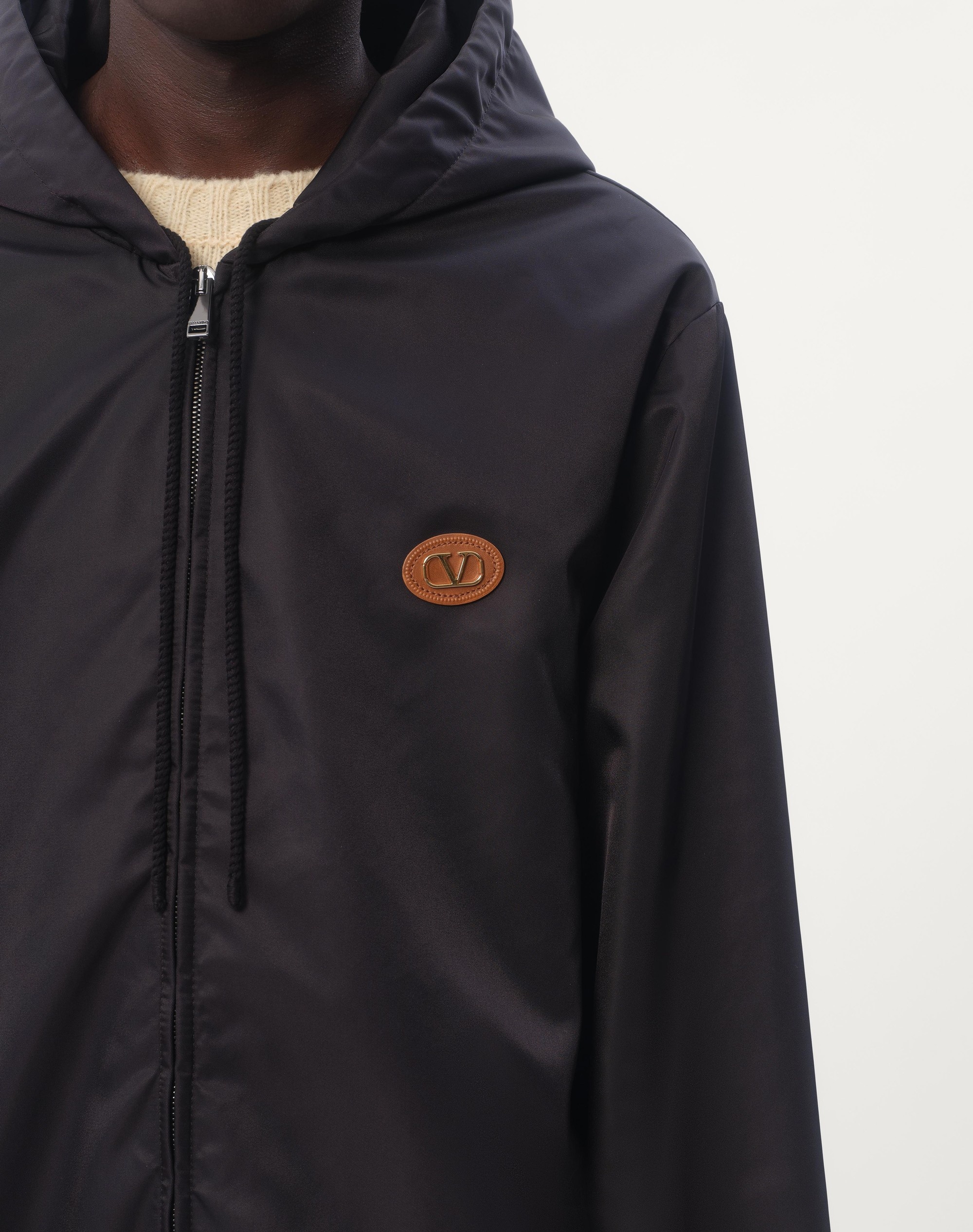 NYLON HOODED WINDBREAKER WITH VLOGO PATCH - 4