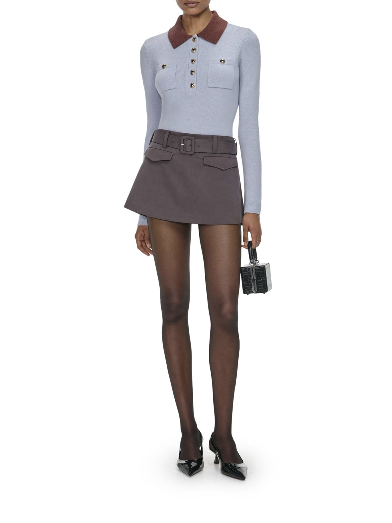 SWEATER WITH CLASSIC CONTRAST COLLAR - 1