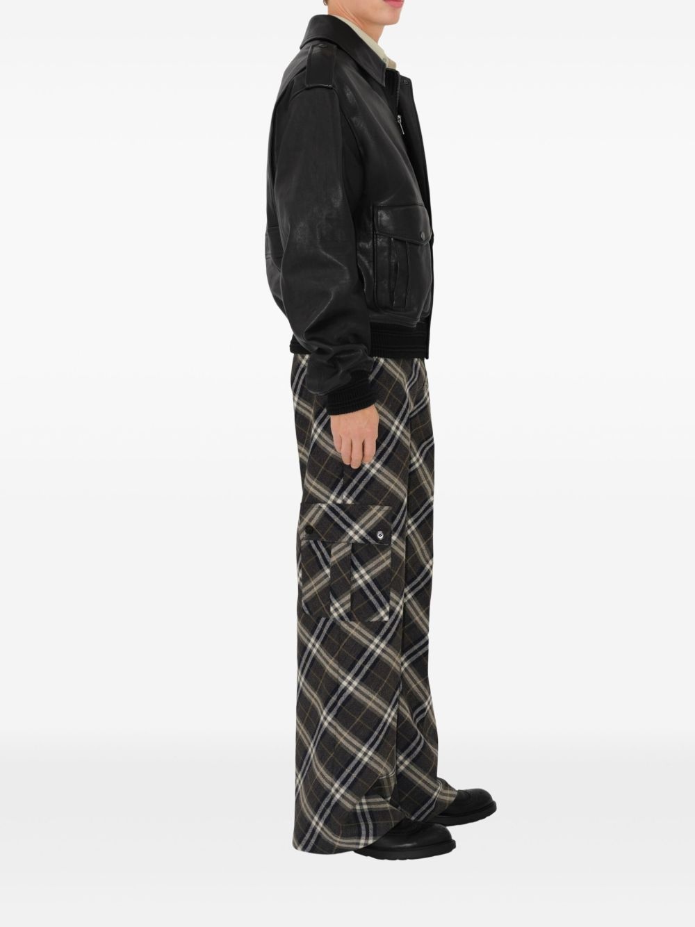 checked wool tailored trousers - 3