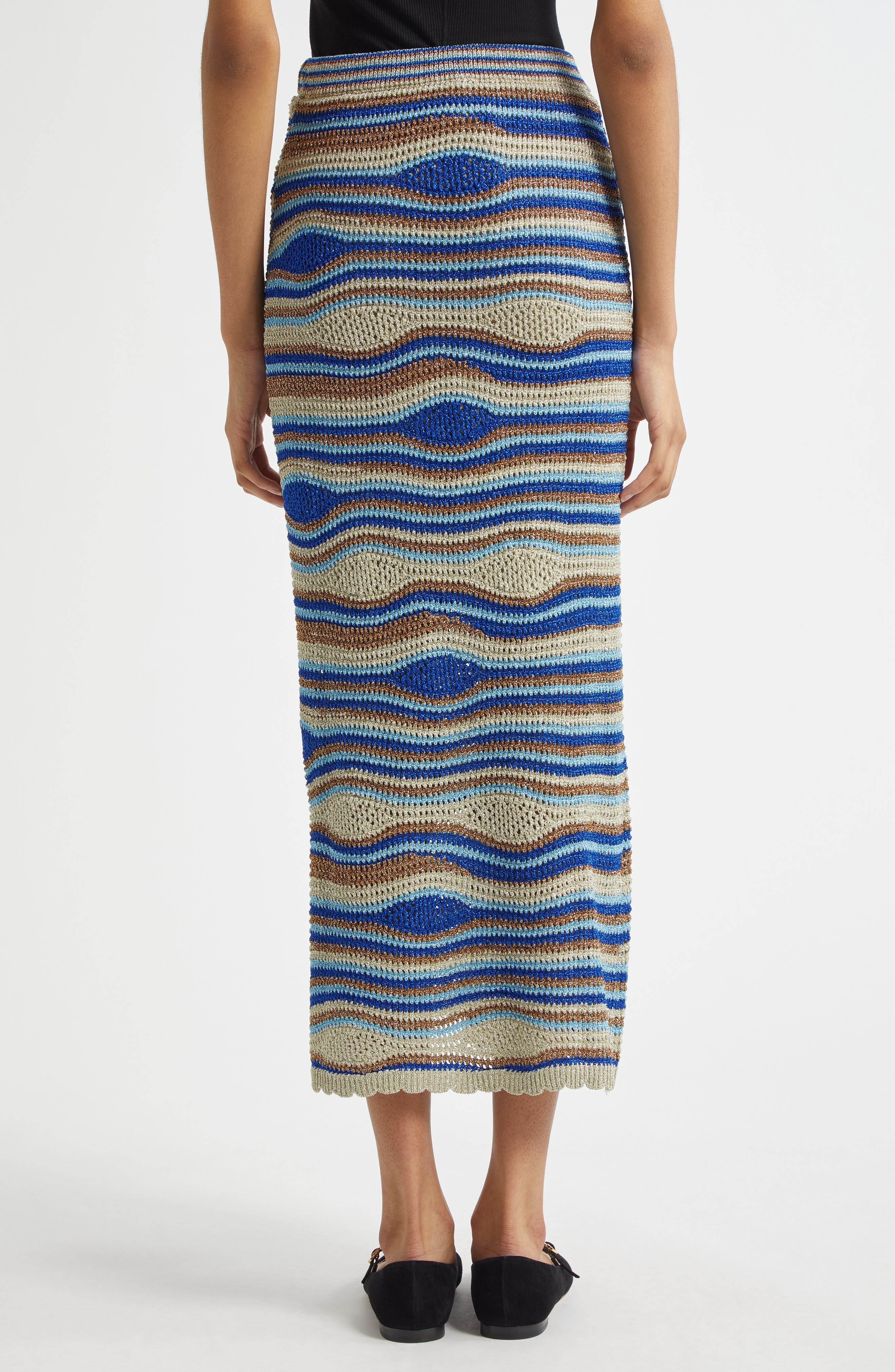 FARM Rio Mixed Waves Striped Maxi Skirt in Blue Multi at Nordstrom - 2
