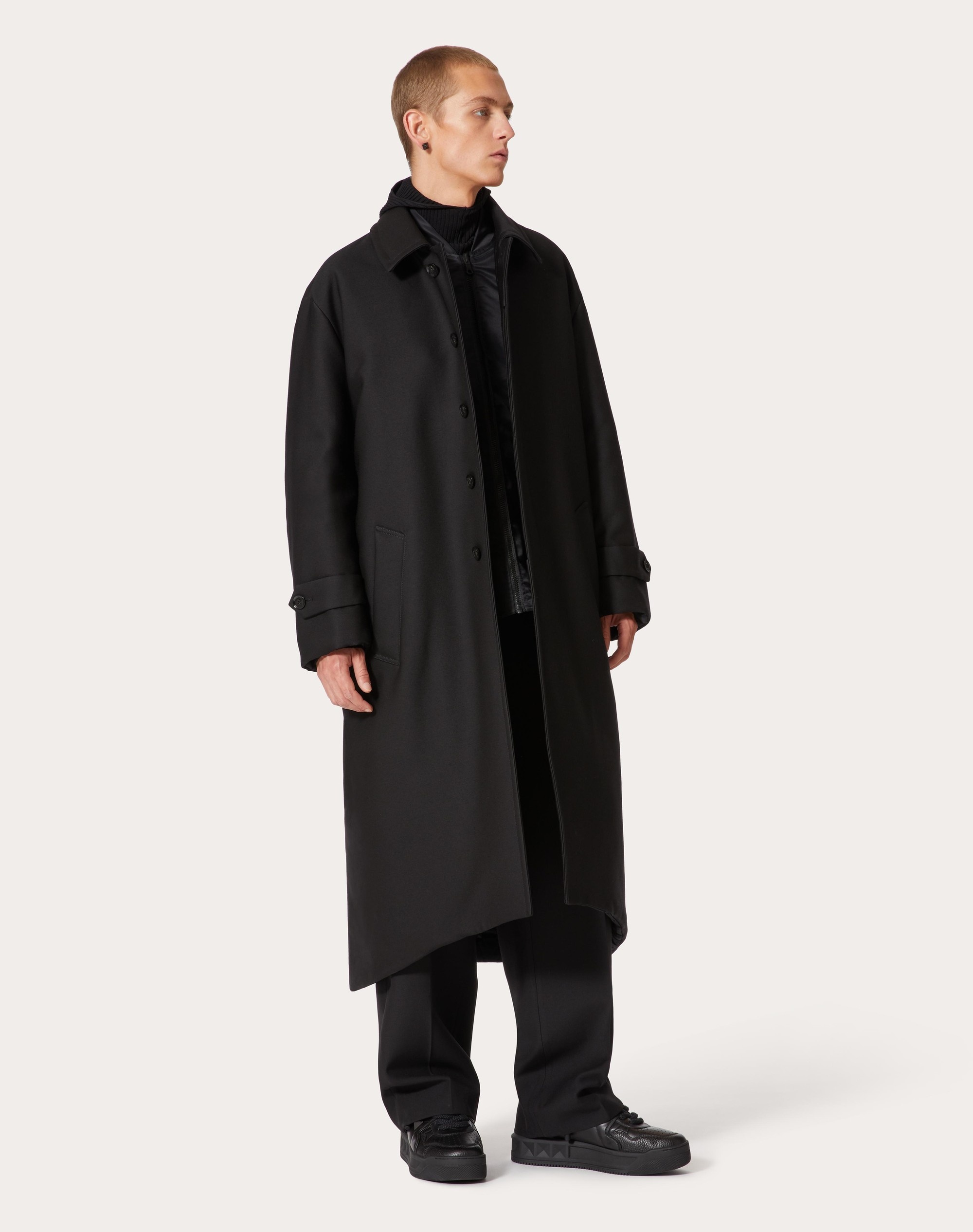 REVERSIBLE COAT IN COTTON, WOOL AND SILK BLEND WITH INNER BOMBER LAYER - 2