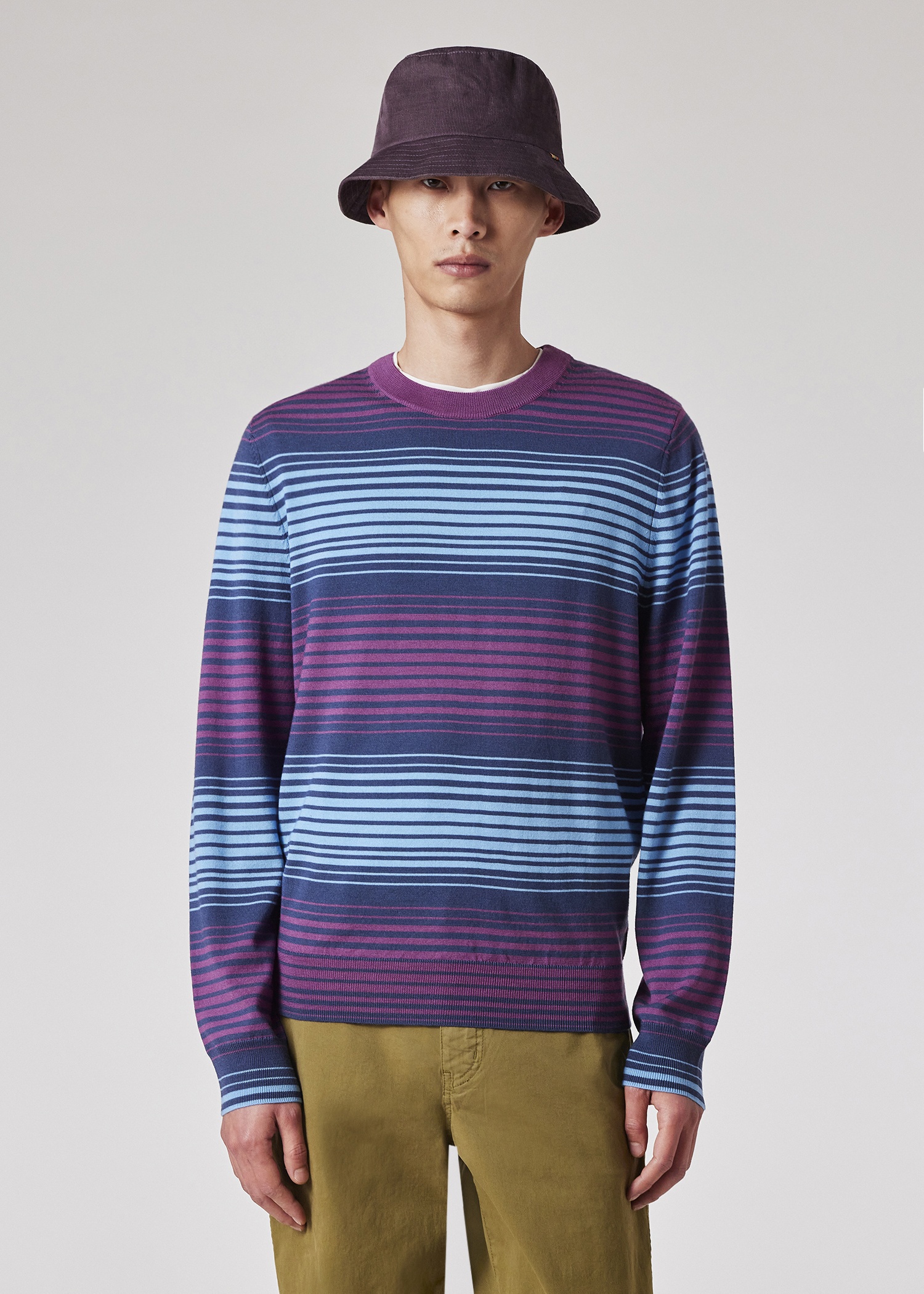 Purple and Blue Stripe Merino Sweater - 3