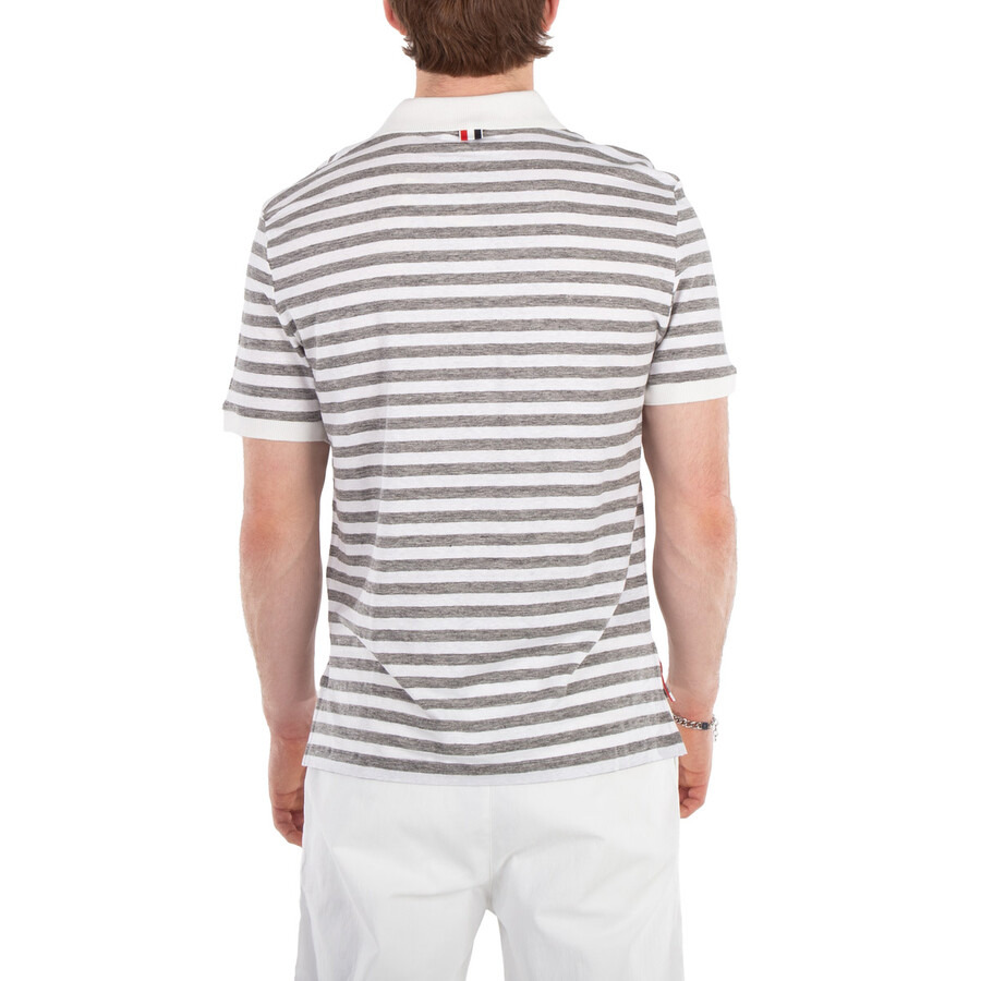 Thom Browne Short Sleeve Polo In Striped Linen Jersey - 4