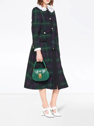 Miu Miu lace collar plaid shetland coat outlook