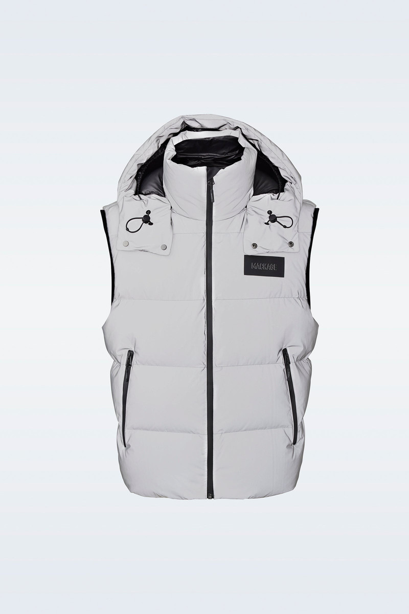 HUGH-RF Down vest with removable hood and reflective shell 1