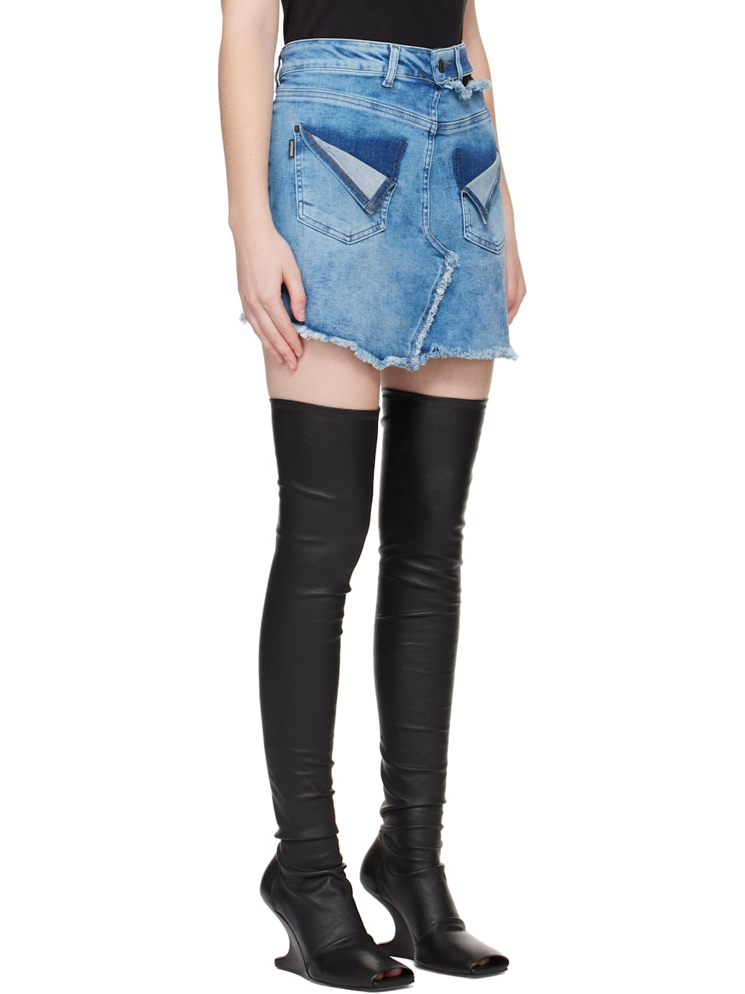 Blue Reversed Denim Miniskirt - 2