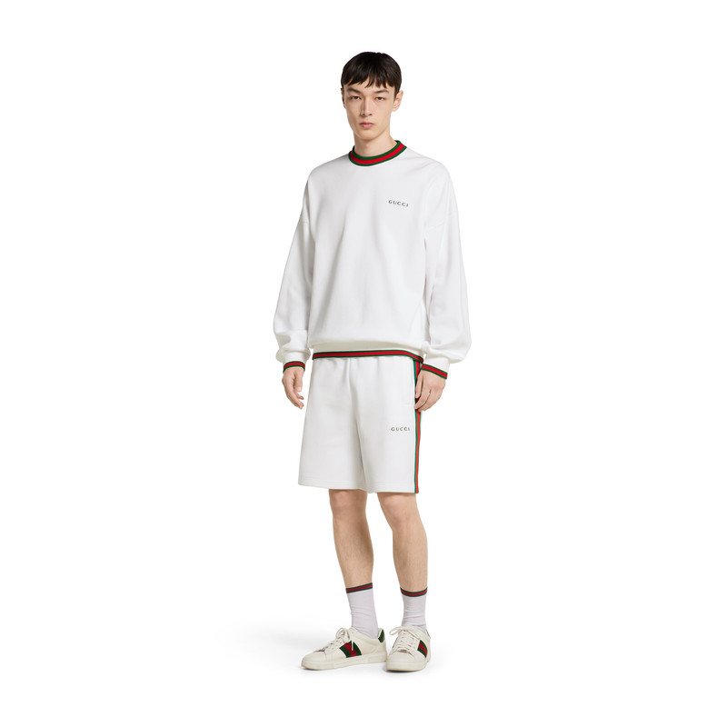 GUCCI Cotton piquet sweatshirt with Web outlook