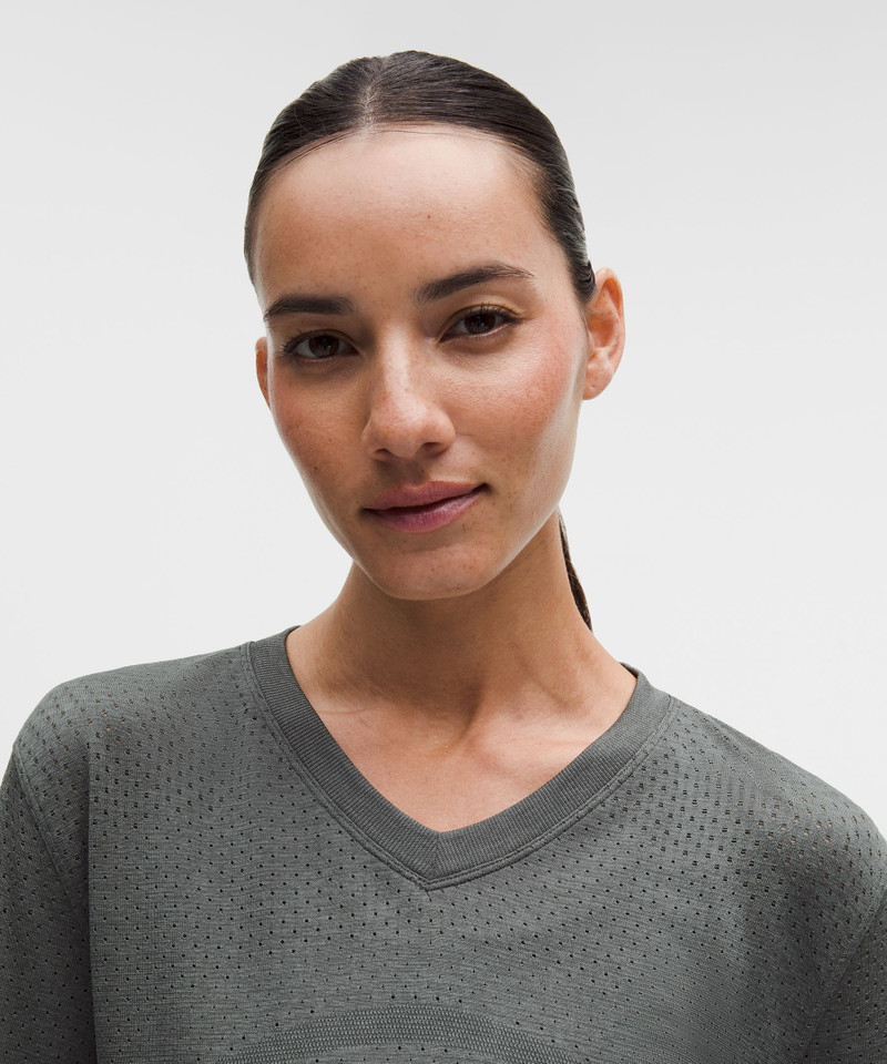 Swiftly Open-Hole V-Neck Long-Sleeve Shirt 4