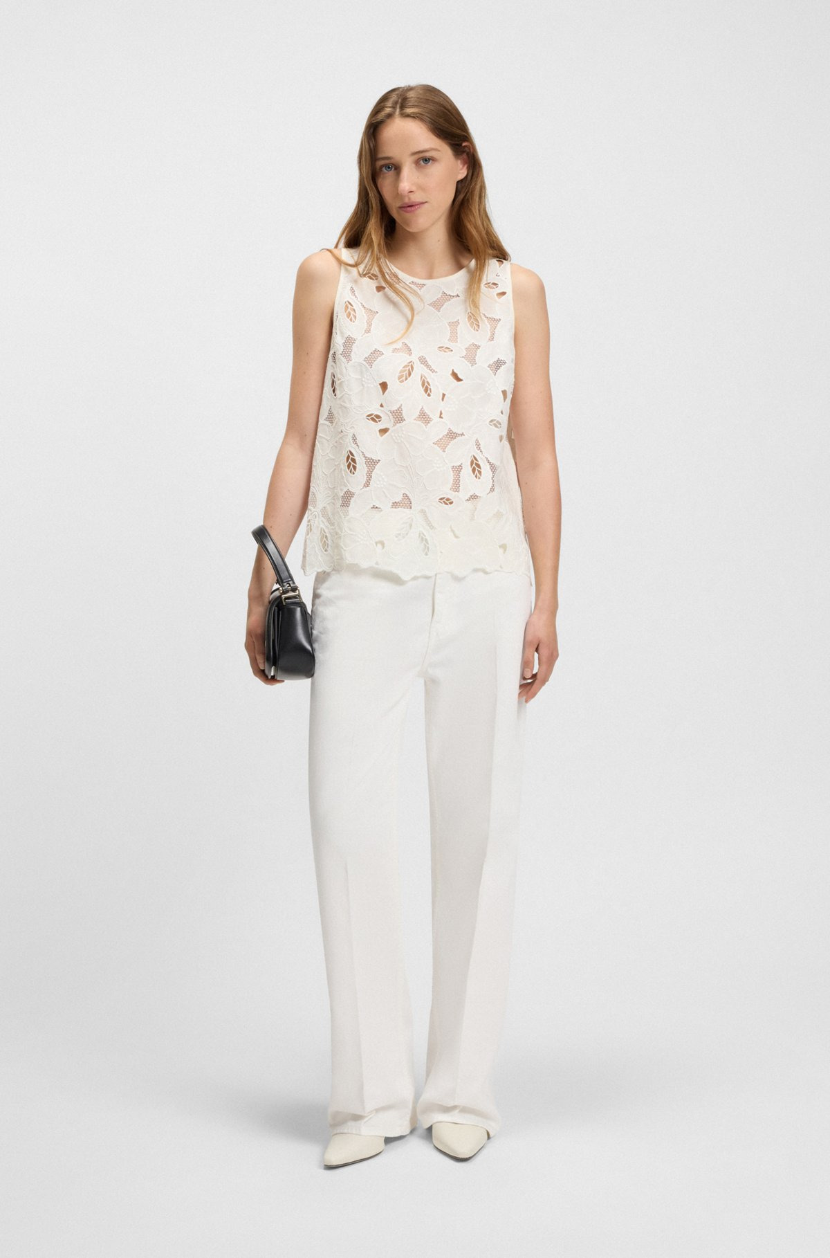 SLEEVELESS BLOUSE WITH BRODERIE ANGLAISE - 3