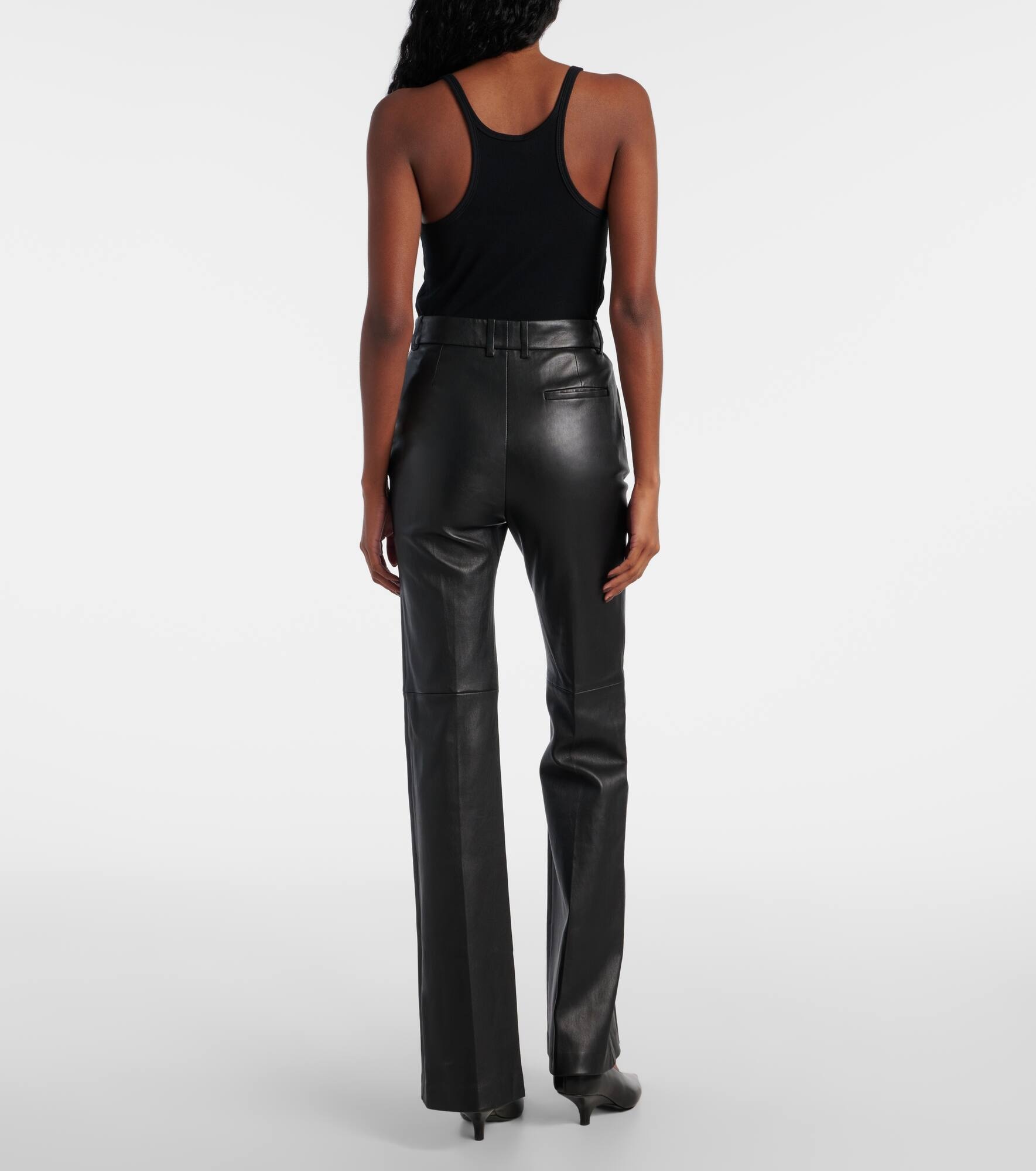 Tafira mid-rise leather flared pants - 3