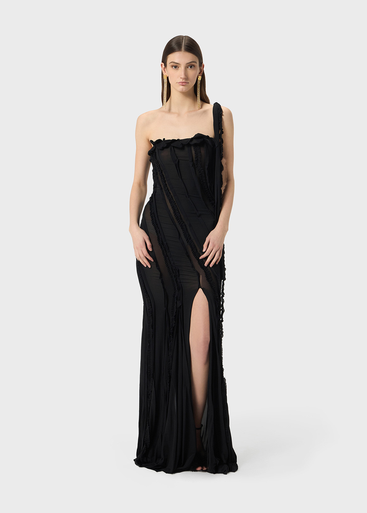 ONE-SHOULDER DRESS IN JERSEY WITH INLAYS - 2
