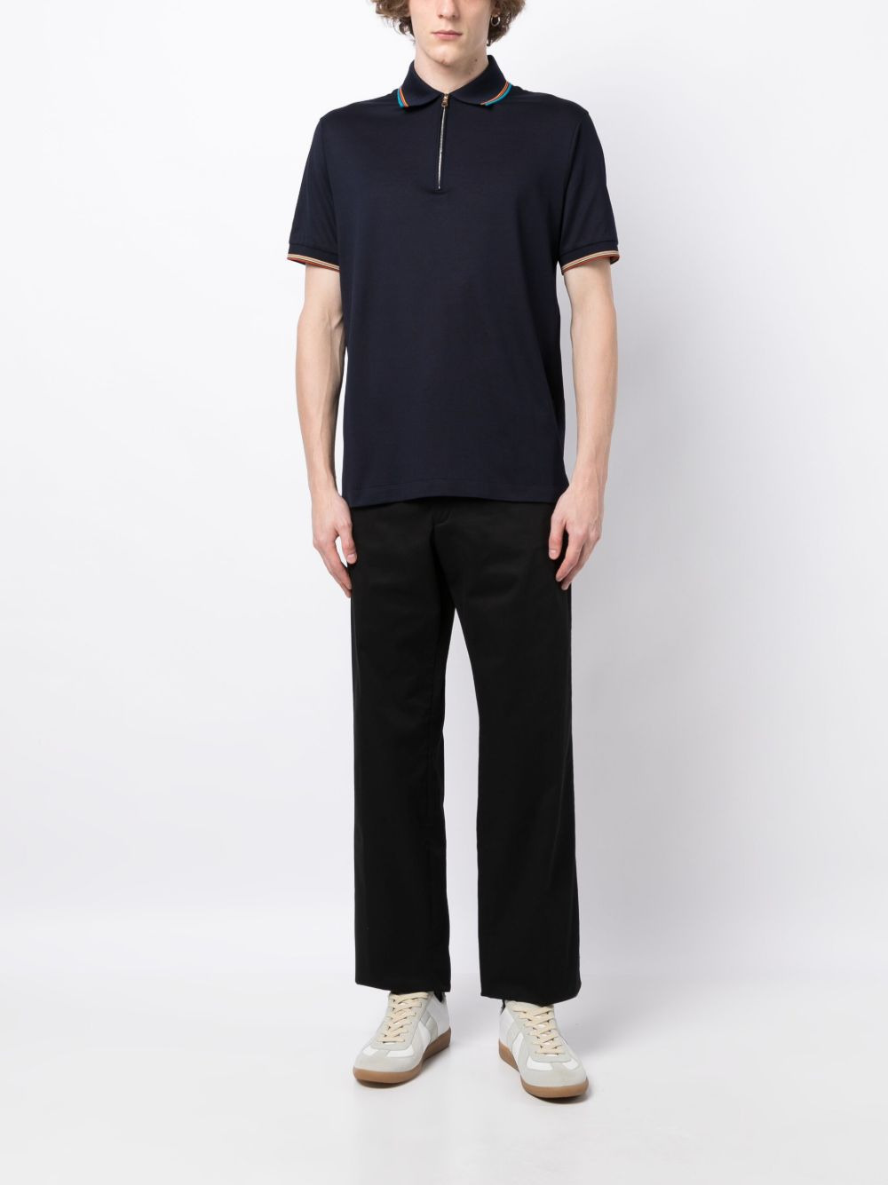 RAINBOW STRIPE-DETAIL COTTON POLO SHIRT - 3
