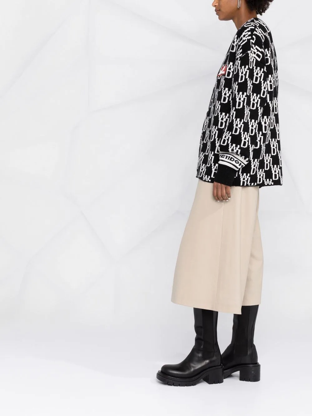 intarsia-knit logo cardigan - 7