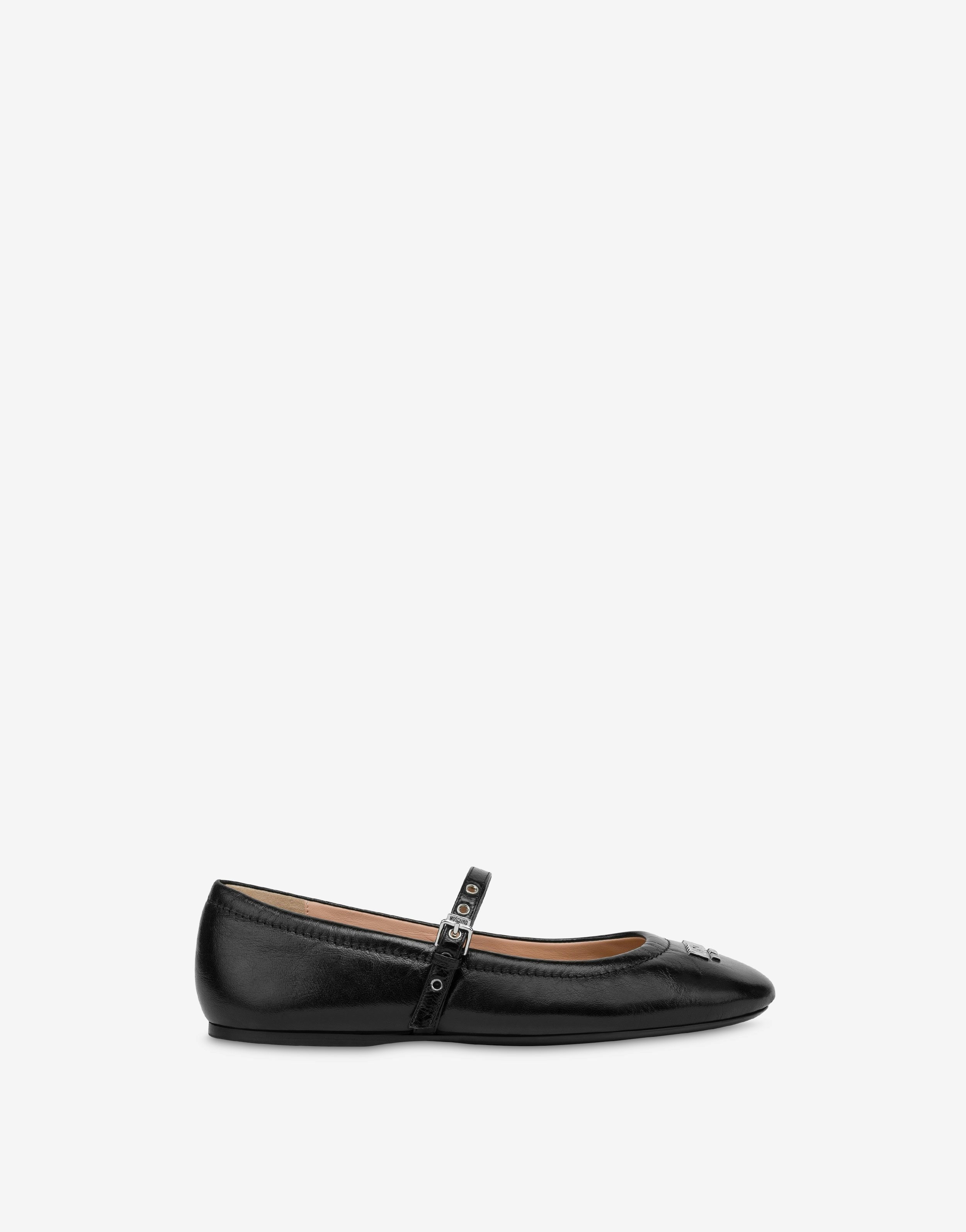 METAL LOGO SHINY CALFSKIN BALLET FLATS - 2