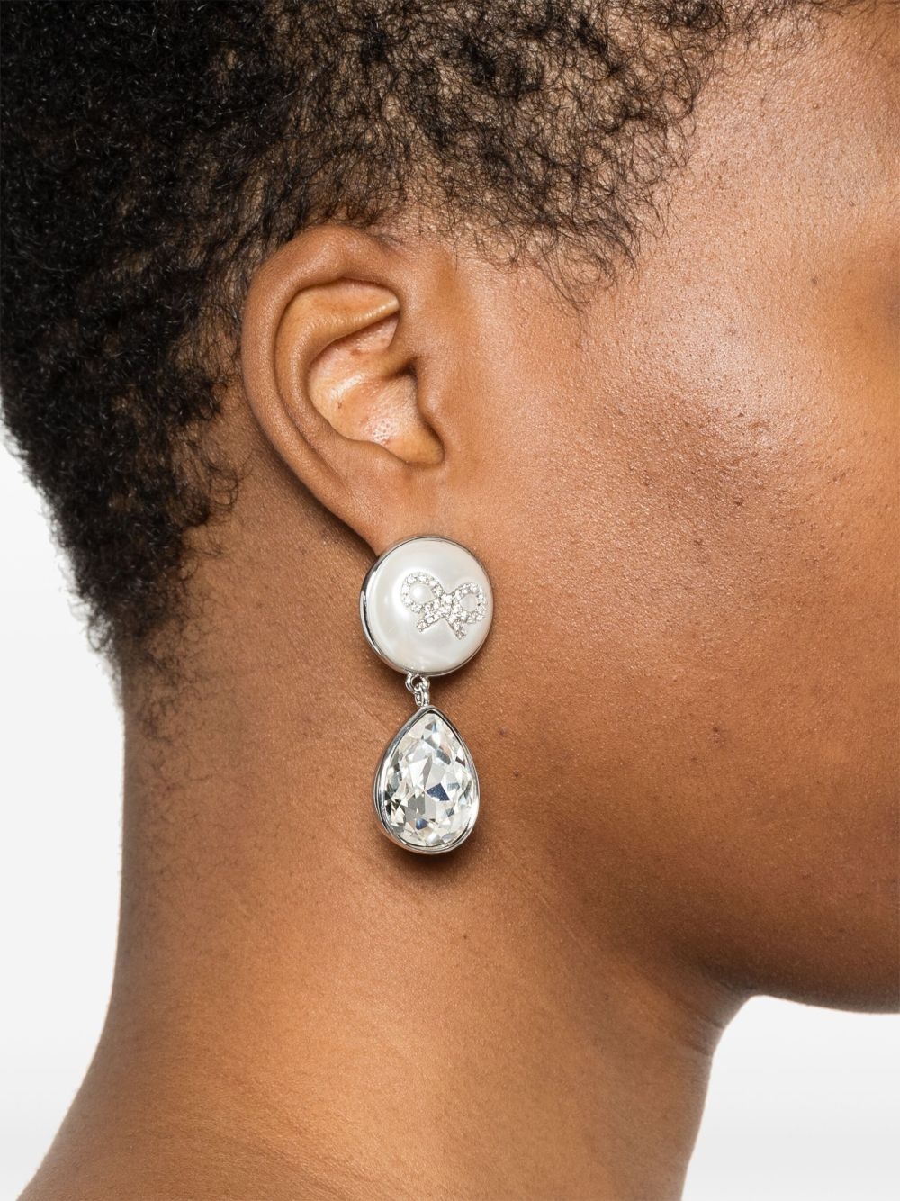 bow crystal-droplet earrings - 2