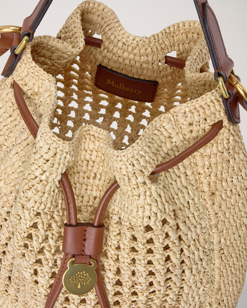 Small Crochet Bucket Natural Crochet Raffia 6