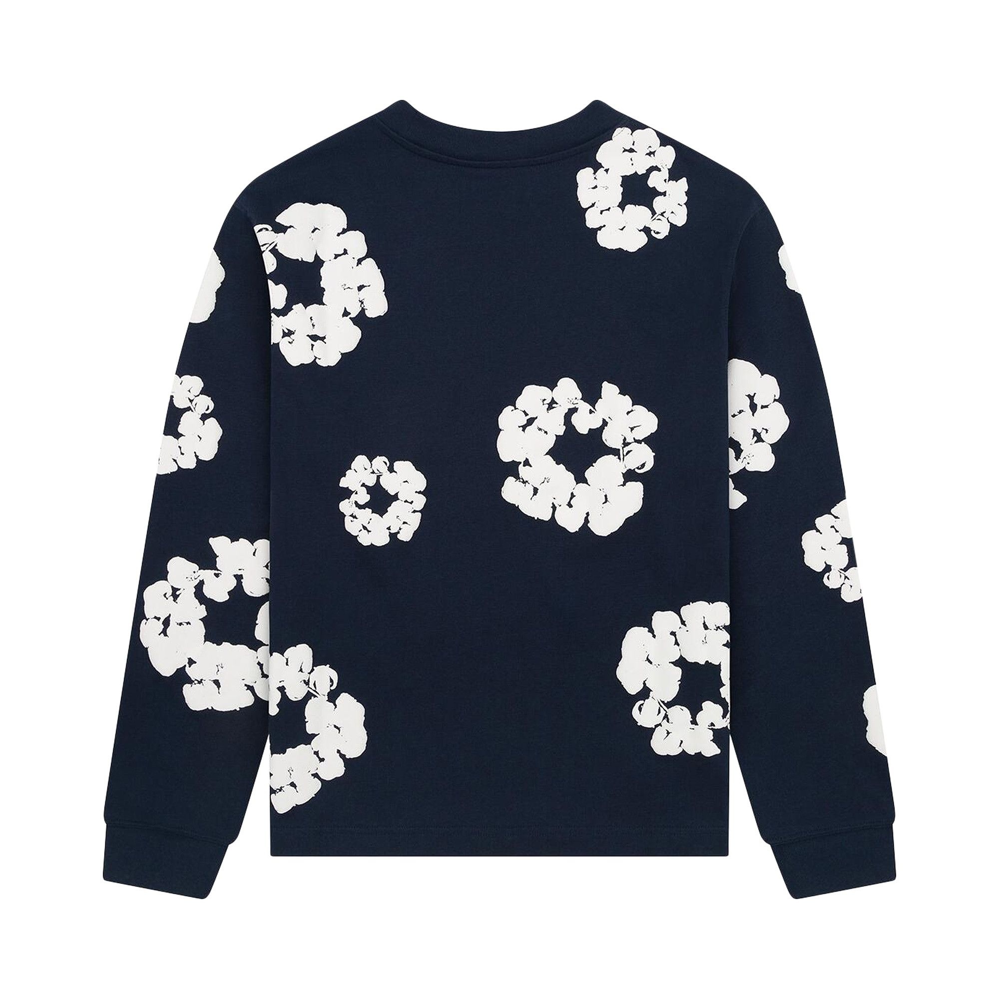 Denim Tears Long-Sleeve Wreath Tee 'Navy' - 2