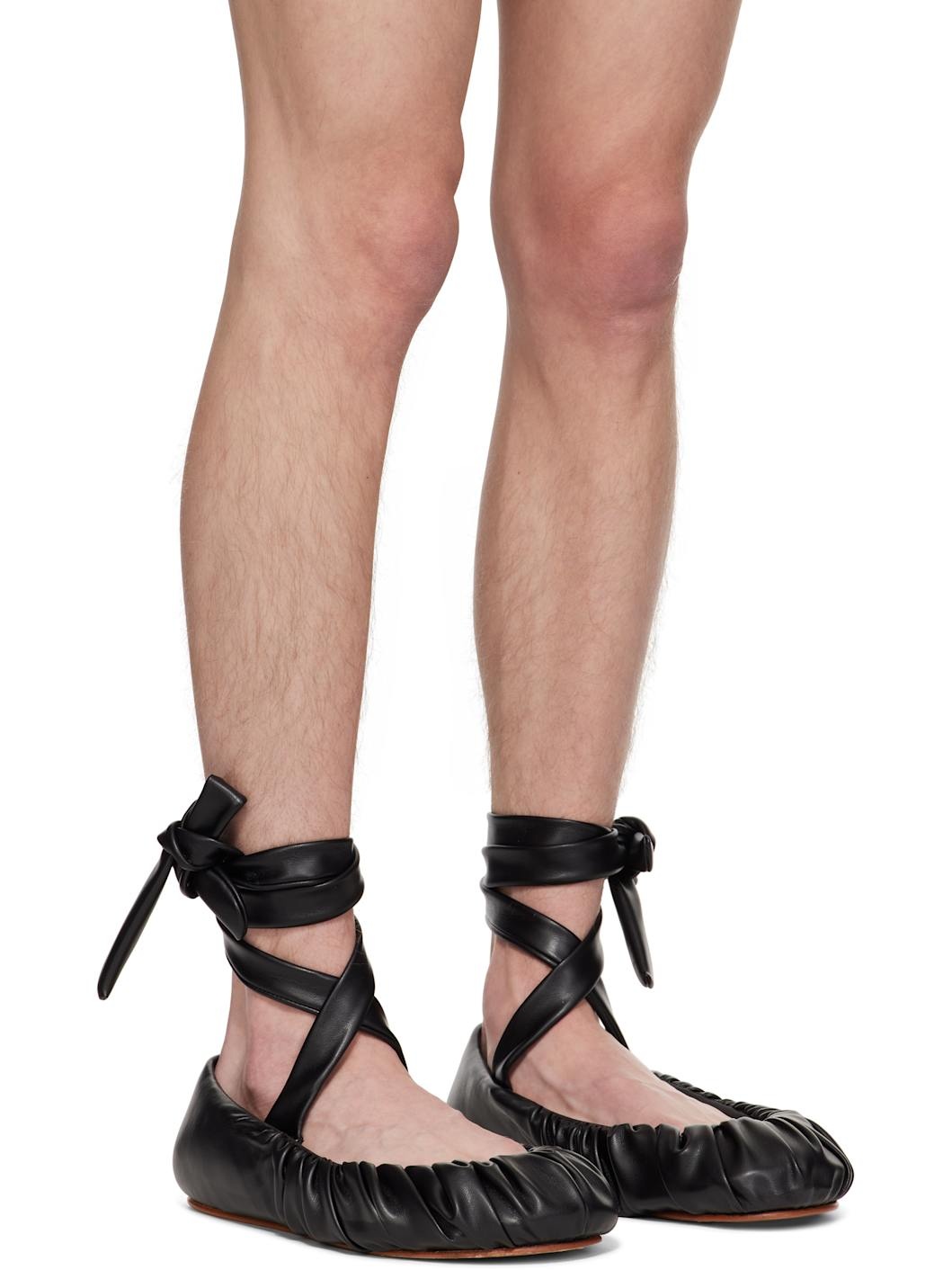 Black Faux-Leather Ballerina Flats - 4