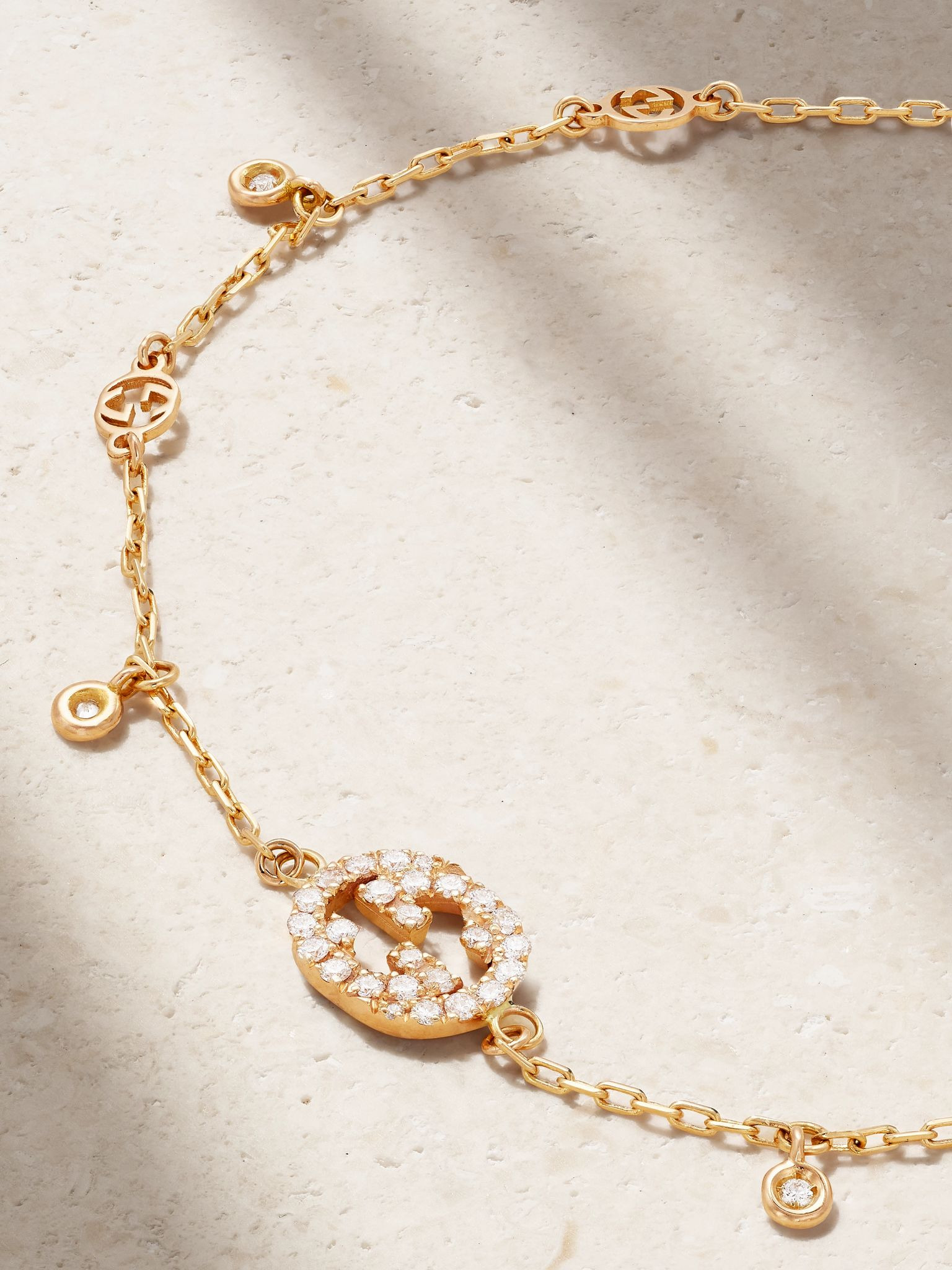 Interlocking G 18-karat rose gold diamond bracelet Gold - 4