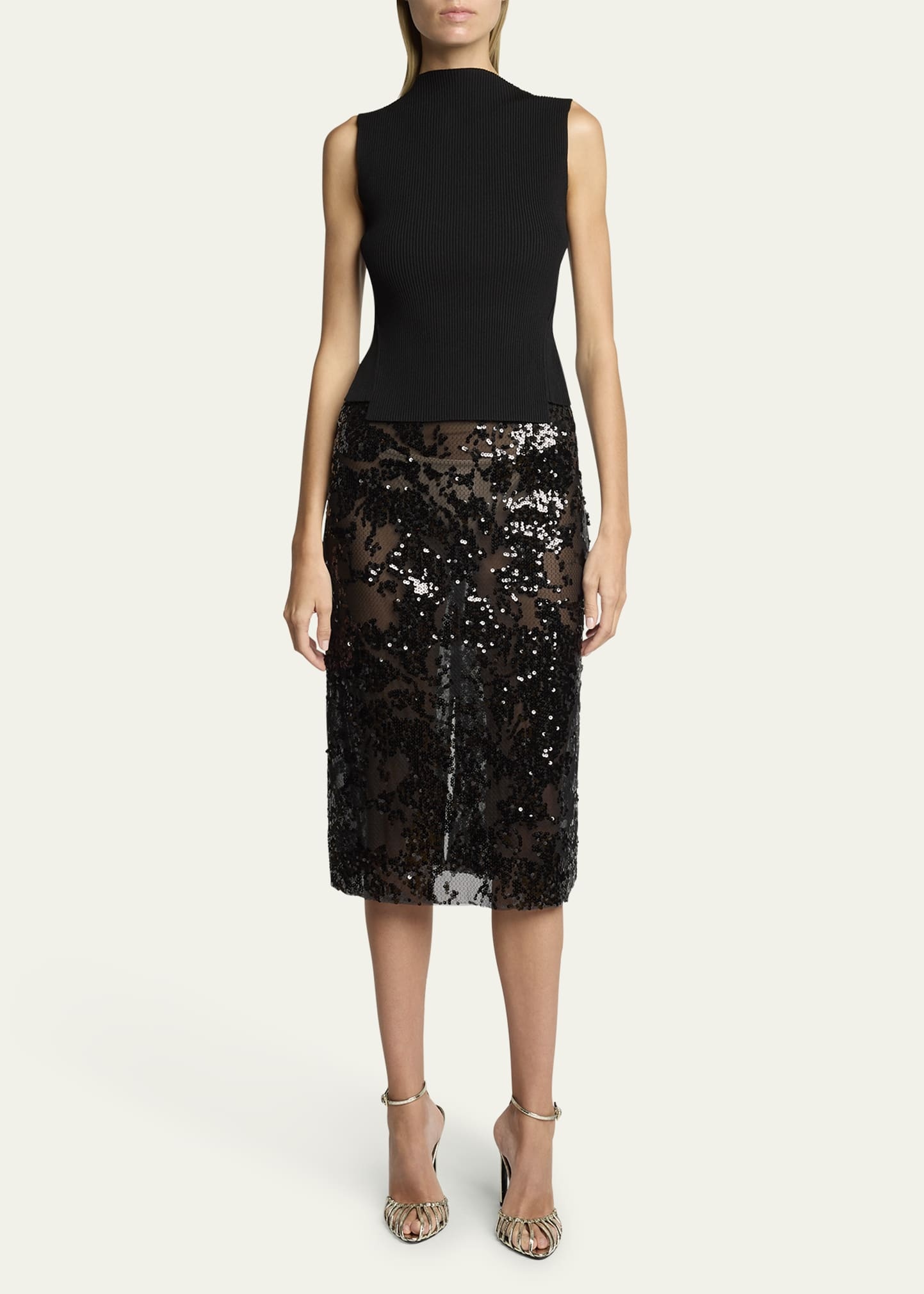 Sequined Straight Skirt - 2