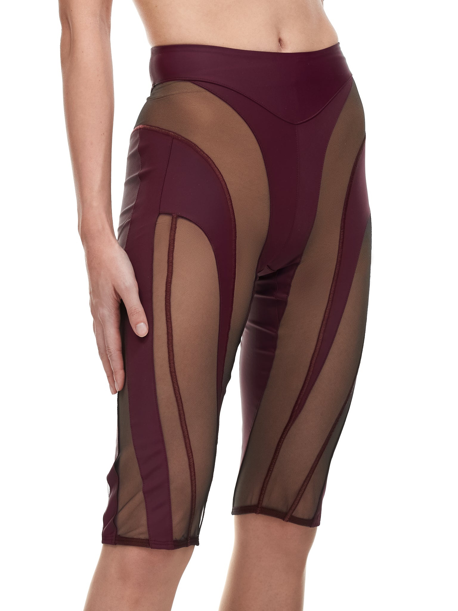 Sheer Panel Spiral Shorts - 4