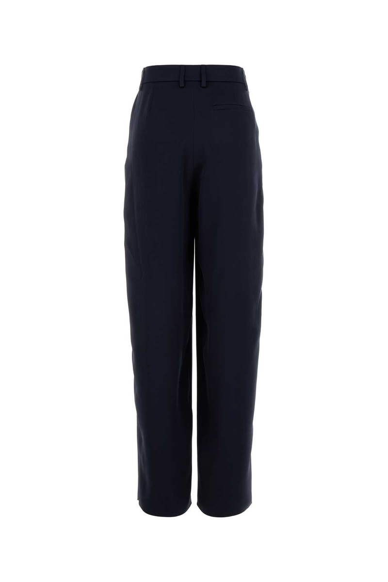 GIORGIO ARMANI Navy Blue Satin Wide-Leg Pant Blu Exterior: Silk Pantaloni outlook