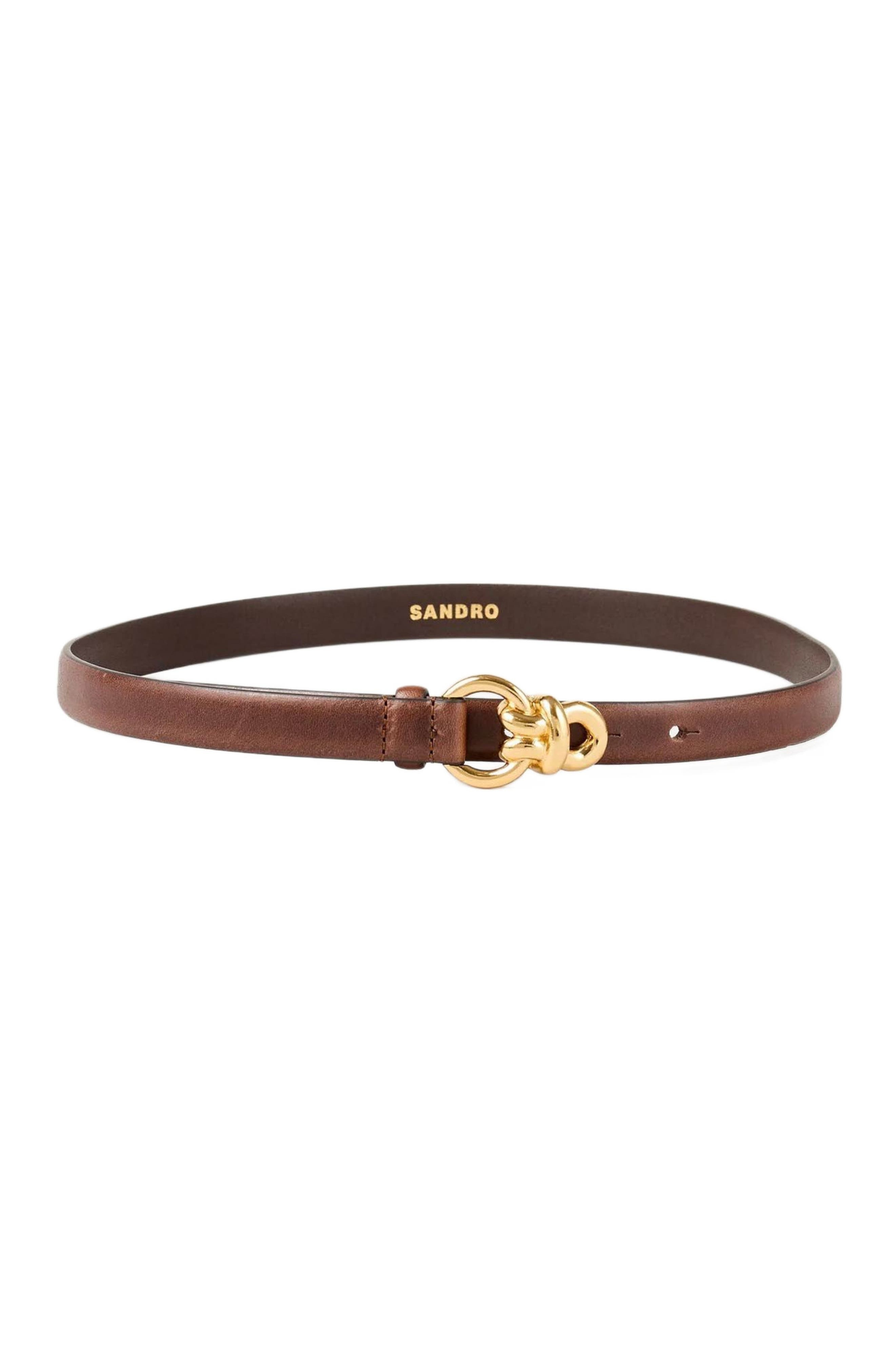SANDRO Slim leather belt in Brown at Nordstrom - 1