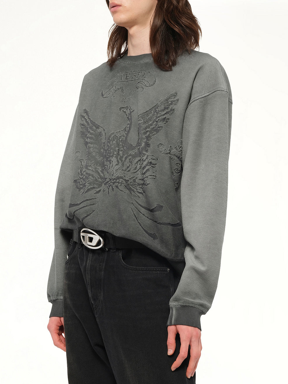 S-ARON Sweatshirt in Washed Grey - 6