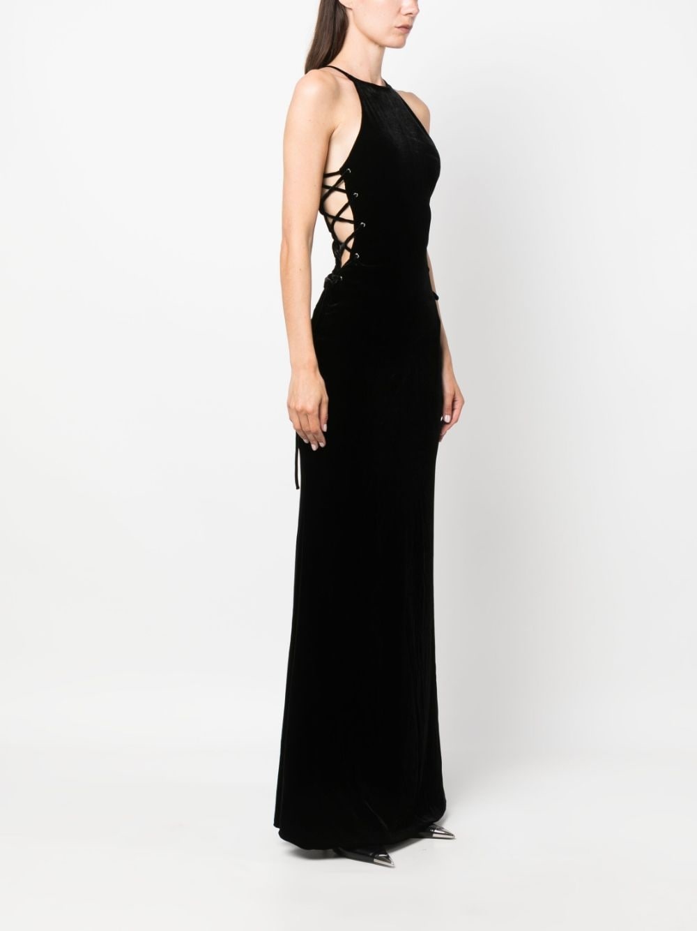 lattice lace-up gown - 3