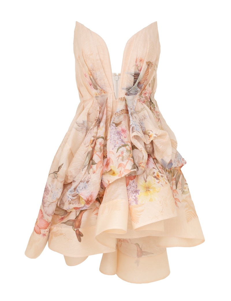 illuminate ruffle mini dress Seeing sunset.  The Illuminate Ruffle Mini Dress. #ZimSpring25 #zimmermann