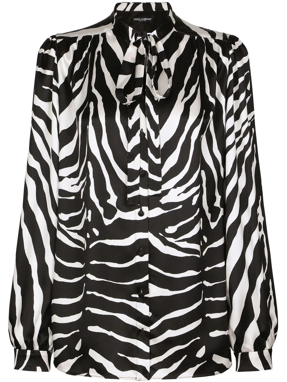 zebra print pussy-bow collar shirt - 1