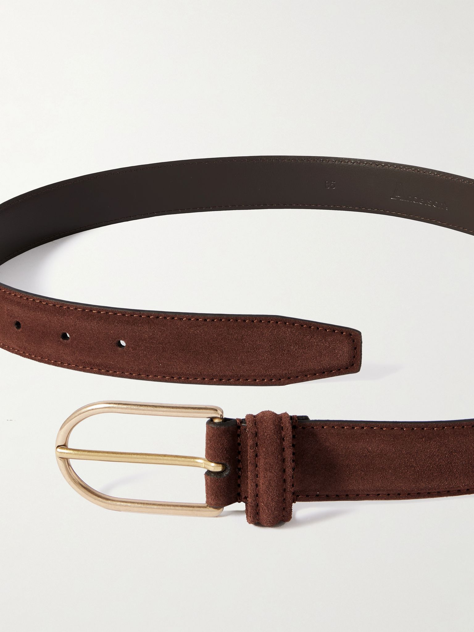 3cm Suede Belt Brown - 2