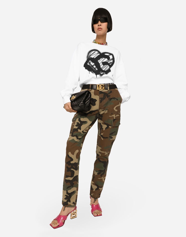Cotton cargo pants with camouflage print - 5