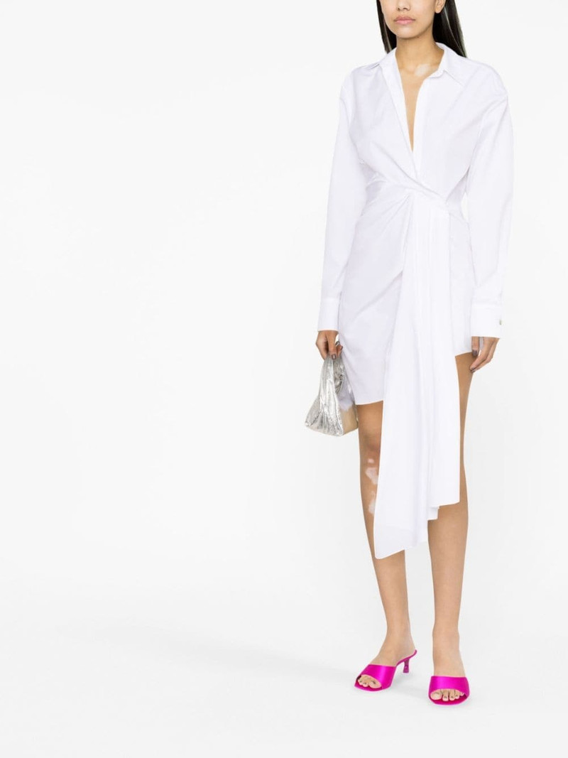 Off-White draped asymmetric cotton-poplin shirt dress outlook