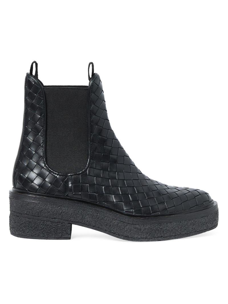 Women's Raquel Woven Leather Ankle Boots - Black 1