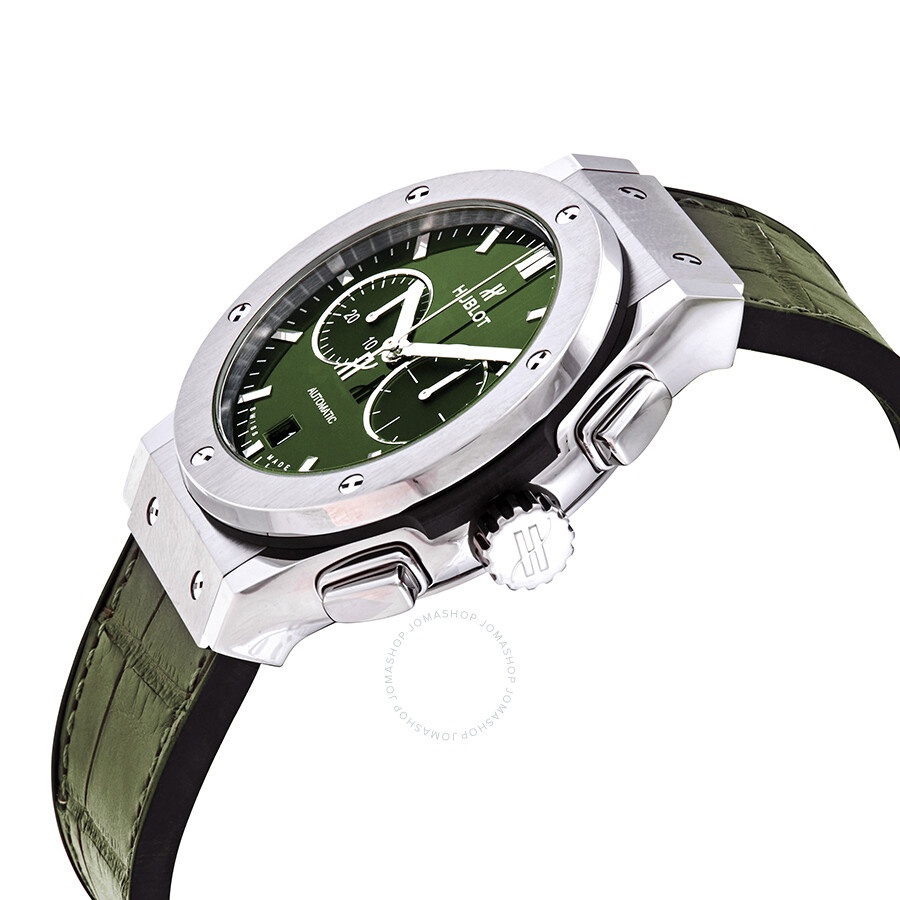 Pre-owned Hublot Classic Fusion Chronograph Satin-finished Green Sunray Dial Men's Watch 541.NX.8970 - 2