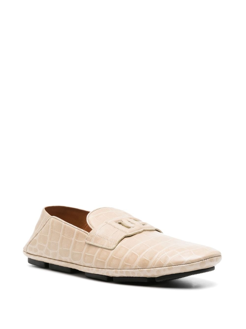 crocodile-effect leather loafers - 2